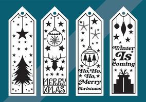 Laser cut panel set with christmas bookmark design, vector