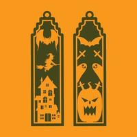 Patrones de marcapáginas de halloween con panel decorativo y troquel cortado con láser. vector