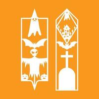 Laser cut panel set with halloween bookmark design, vector