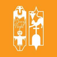 Laser cut panel set with halloween bookmark design, vector