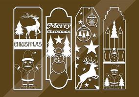 Laser cut panel set with christmas bookmark design, vector