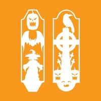 Laser cut panel set with halloween bookmark design, vector