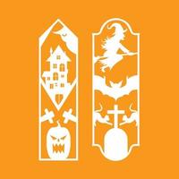 Laser cut panel set with halloween bookmark design, vector