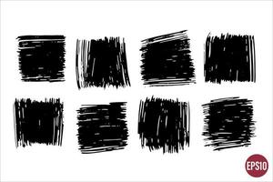 Vector hand drawn brush strokes set. Square artistic monochrome backgrounds collection. Graphic resources for designs.