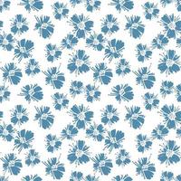 Vector seamless pattern with drawing poppy flowers, blue color botanical illustration. Hand drawn botanical backdrop. Artistic background.