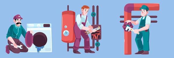 Plumbers service, plumbing maintenance and repair vector