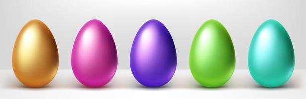 Colorful Easter eggs row, isolated design elements vector