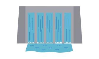 Hydroelectric power station. An alternative, renewable source of electricity. Flat style. Vector illustration