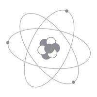 Atom model. Electrons rotating around the nucleus of an atom. Flat style. Vector illustration