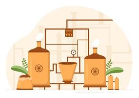 Brewery Production Process with Beer Tank and Bottle Full of Alcohol Drink for Fermentation in Flat Cartoon Hand Drawn Templates Illustration vector