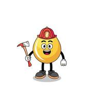 Cartoon mascot of honey drop firefighter vector