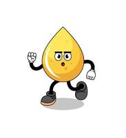 running honey drop mascot illustration vector