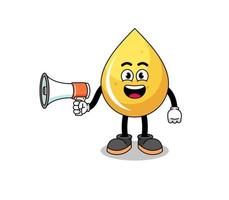 honey drop cartoon illustration holding megaphone vector