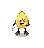 Character Illustration of honey drop with tongue sticking out vector