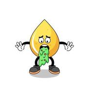 honey drop mascot cartoon vomiting vector