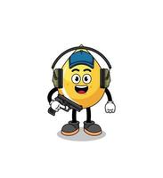 Character mascot of honey drop doing shooting range vector