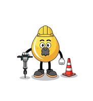Character cartoon of honey drop working on road construction vector