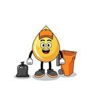 Illustration of honey drop cartoon as a garbage collector vector