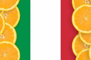 Italy flag in citrus fruit slices vertical frame photo