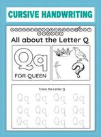 Cursive Handwriting Worksheet vector