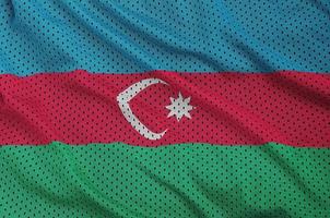 Azerbaijan flag printed on a polyester nylon sportswear mesh fab photo