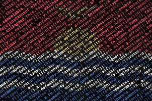 Kiribati flag is depicted on the screen with the program code. The concept of modern technology and site development photo