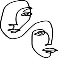 Black and white one line art vectors