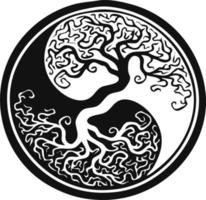 Black and white Yin yang vector