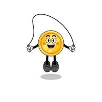medal mascot cartoon is playing skipping rope vector