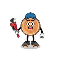 wood grain illustration cartoon as a plumber vector