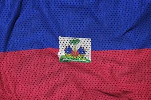 Haiti flag printed on a polyester nylon sportswear mesh fabric w photo