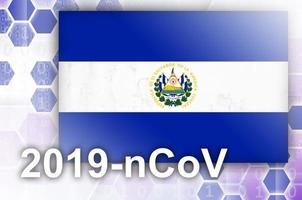 bandera de el salvador y composición abstracta digital futurista con inscripción 2019-ncov. concepto de brote de covid-19 foto