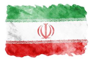 Iran flag is depicted in liquid watercolor style isolated on white background photo