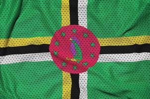 Dominica flag printed on a polyester nylon sportswear mesh fabri photo