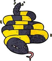 Retro grunge texture cartoon poisonous snake vector