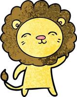 Retro grunge texture cartoon cute lion vector