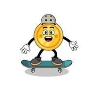 medal mascot playing a skateboard vector