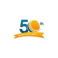 50 Years Anniversary Logo Template with ribbon