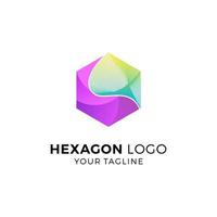 Ilustración de vector de diseño de logotipo hexagonal colorido