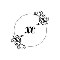 inicial xc logo monograma carta elegancia femenina vector