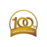 plantilla de logotipo de aniversario de oro de 100 años vector