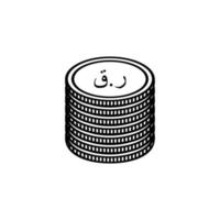 Qatar Currency Icon Symbol, Qatari Riyal, Arabic Version, QAR Sign. Vector Illustration