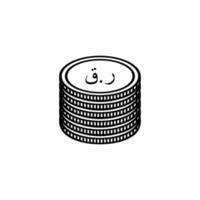 símbolo de icono de moneda qatar, riyal qatari, versión árabe, signo qar. ilustración vectorial vector