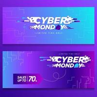 Cyber Monday Font Banner Design with Futuristic Style Color vector