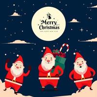 feliz navidad santa claus lindo personaje de dibujos animados con varias poses vector