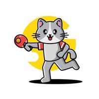 Cute cat playing table tennis vector