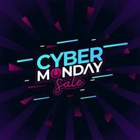 Cyber Monday Sale Font Turn On Button With Purple Pink Blue Color vector