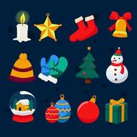 Christmas Elements Symbol Item Set Vector Illustration with fun color