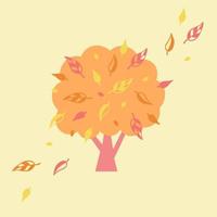 Vector illustration for children in pastel colors. Autumn tree simple element or logo