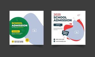 kids school education admission social media post  template vector